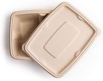 1000 ml Rectangular Anti-Leak Containers with Lid (Sugarcane Baggase)